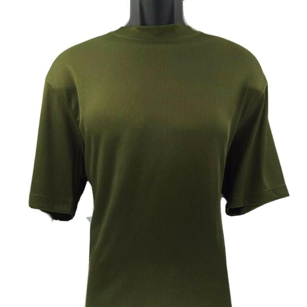 LOG-IN UOMO Dressy T-shirt Olive Green for Men Ribbed Pattern Sizes S - 4XL